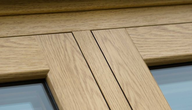 light brown woodgrain foil uPVC flush casement windows by Deceuninck