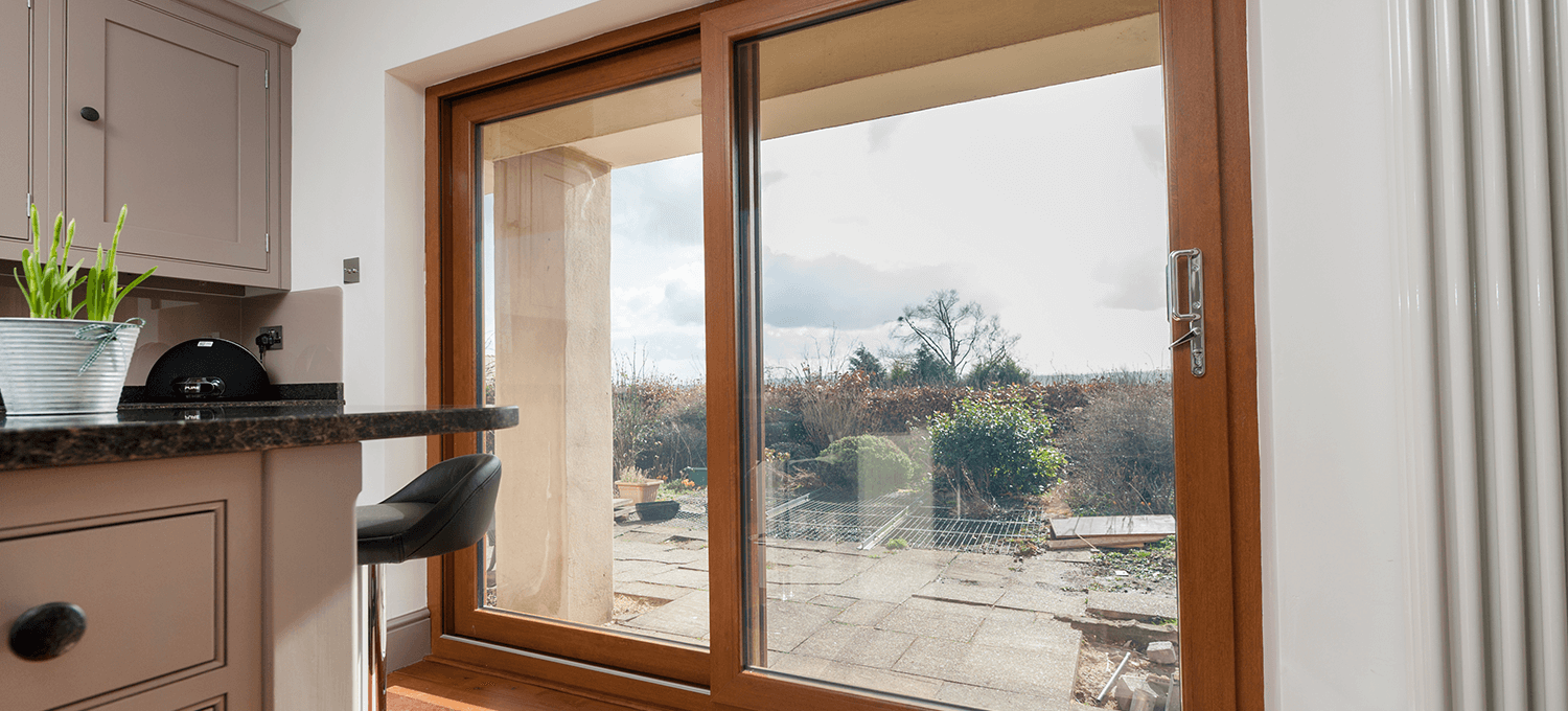 brown coloured sliding window