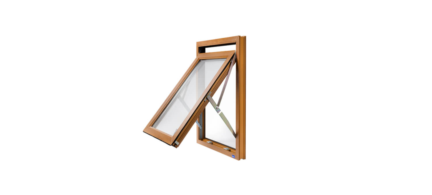 CGI of open woodgrain foiled brown fully reversible window