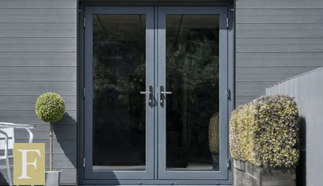 Deceuninck grey uPVC flush doors