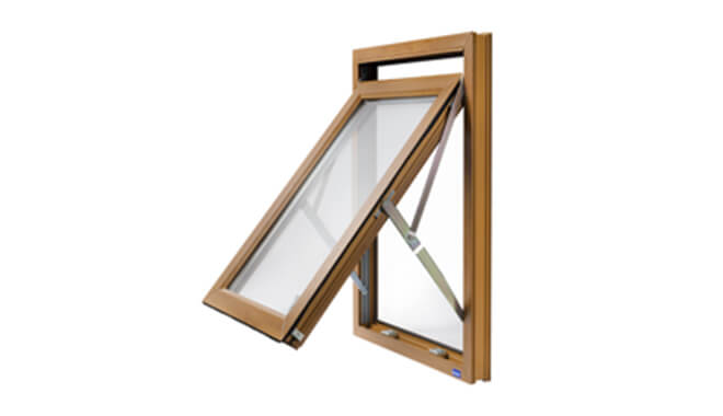 Fully reversible window in oak colour